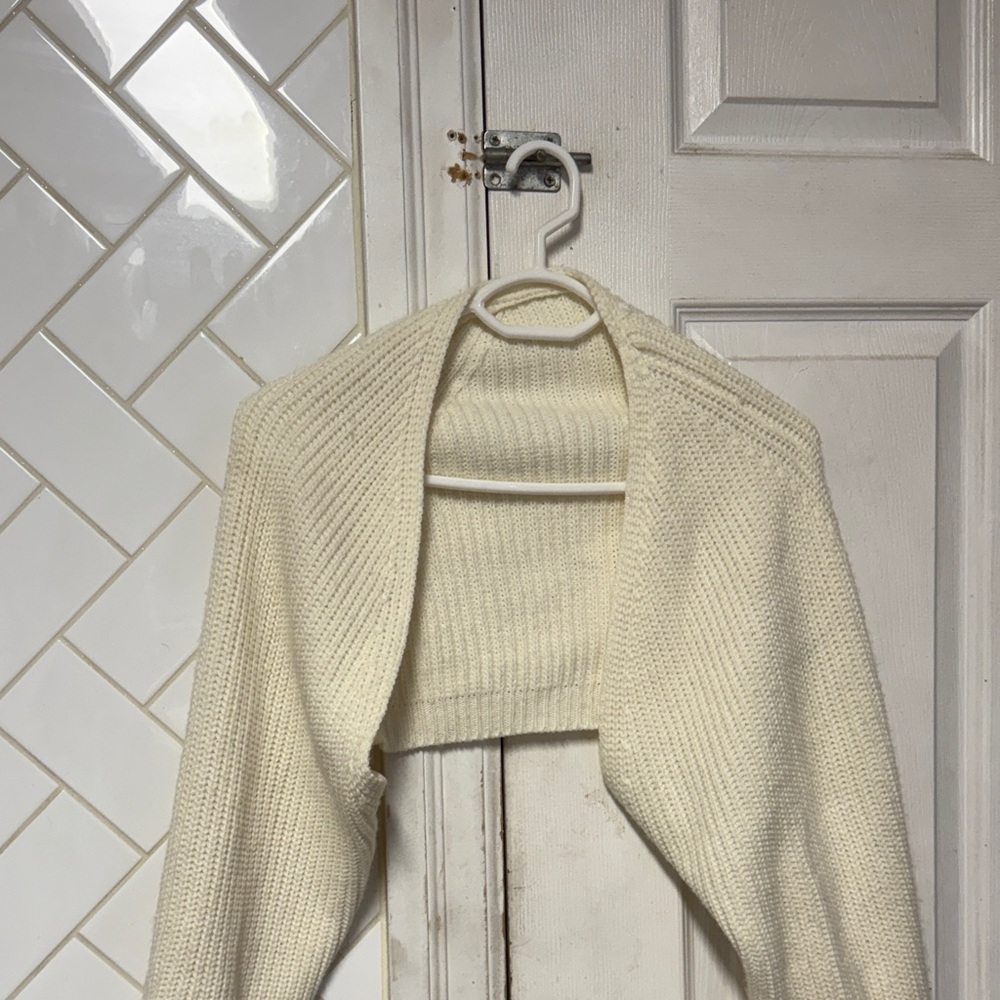 SHEIN Cream Knit Shrug